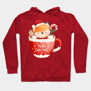 Cute Fox in a Teacup Christmas Gift Hoodie